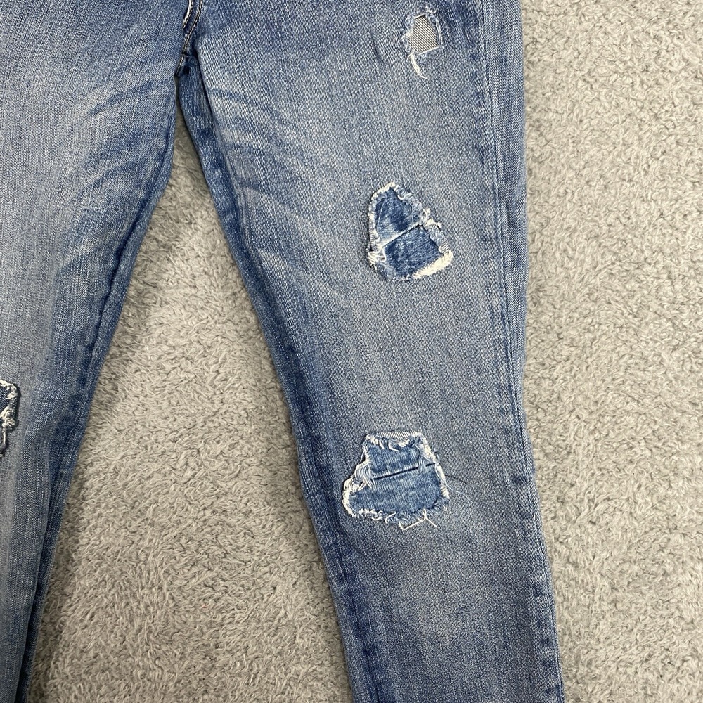7 For All Mankind Skinny Ankle Jeans Size 26 Patches‎ Frayed Hem Medium Wash - Picture 11 of 16